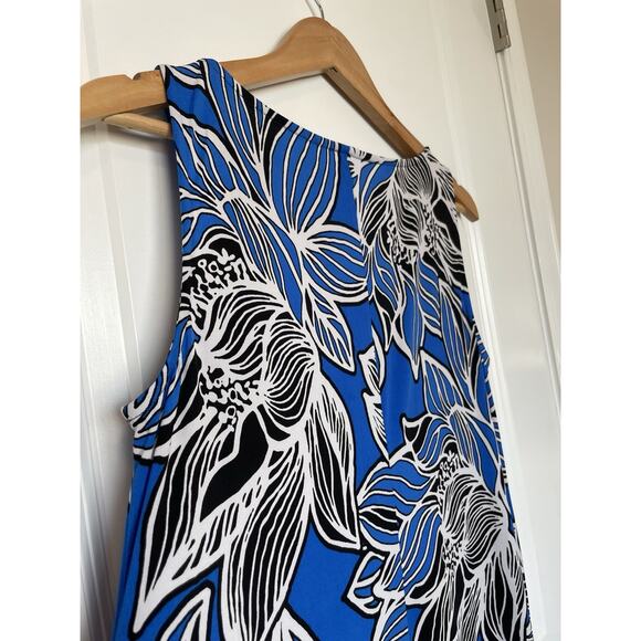 Ivy Lane Coastal Sleeveless Shift Knee Length Dress Blue White Floral Size Small - Picture 4 of 8